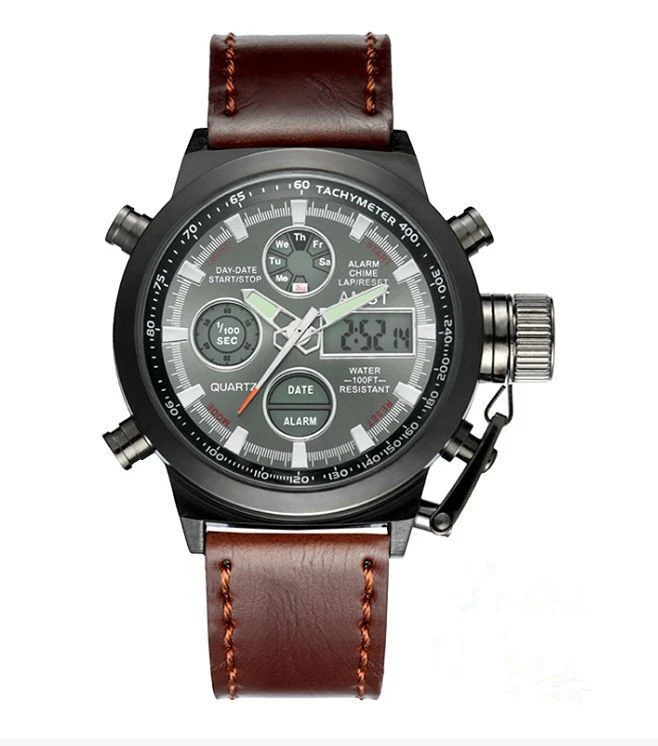 2019 Luxury Brand Men Quartz Watches Genuine Leather Waterproof Casual Wrist Watches for Man Sport relojes Outdoor Clock