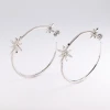 2020 Fuli Silver Trendy Huggie Earring Star Shape Rhodium Big Hoop Earrings Women Jewelry