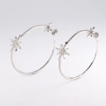 2020 Fuli Silver Trendy Huggie Earring Star Shape Rhodium Big Hoop Earrings Women Jewelry