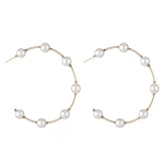 2020 Hot Selling custom exaggerated big circle pearl gold plated hoop earrings for women