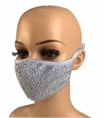 2020 new designer Custom Stylish reusable party mask Washable rhinestone Bling Shiny face mask fabric cotton facemask