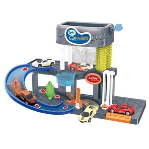 2020 new products car wash station play set parking slot toys with light and music battery operated changed color die cast car