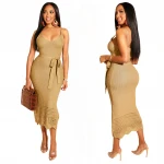 2020 women dresses summer clothes  tight hot women solid color bodycon knitwear dress