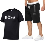 2021 AliExpress Summer Mens Short Sleeve T-shirt + Shorts Set Fashion Letter Print T-shirt Set 2021 AliExpress Summer Mens Sho