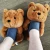 Import 2021 Amazon Wholesale stuffed teddy bear slippers for summer womens slippers indoor hot sale fur animal slipper from China