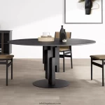 2022  designer modern dinning room furniture modern luxury black rock plate dinning table and chairs