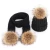 Import 2022 Winter thick raccoon fur Children fur pompon knitted hats kids fur ball hats parent-child winter hat scarf set from China