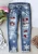 Import 2024 Latest Design Custom Design slim fit Flower ripped jeans women girls streetwear straight jeans from China