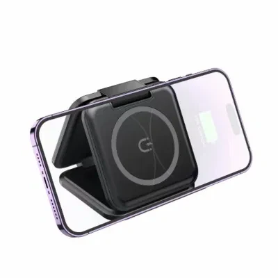2024 Travel Charger Portable 15W Foldable Journey 3 in 1 Wireless Charger Triple Magsafe Magnetic Charger OEM Custom Wireless Phone Charger