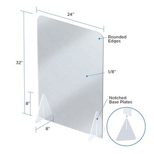 24&quot;w x 32&quot;h Clear Acrylic Protective Shield Sneeze Guard Cough Barrier for Restaurant Bar Office