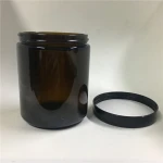 280g Amber glass jar candle jar with black smooth screw cap