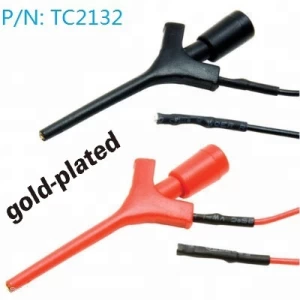 2A RED BLACK color GoldPlated Mini TestClip-Grabber-Hook W Wire and Connectors Mini Grabber