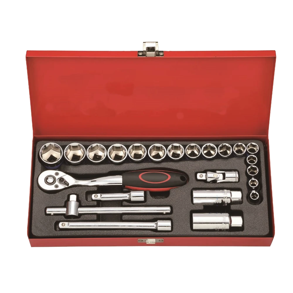 3 8 23pcs metal box socket set hand tools