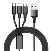 3 In 1 Multiple Micro Type C Charger Braided USB Charging Data Cable For iPhone Android