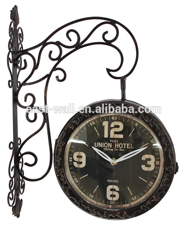 34x11.5x45.5cm fleur-de-lis wall bracket metal digital wall clock