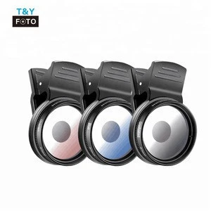 37MM Cell Phone Camera Lens Filter  for iPhone Samsung and Android Smartphones - Graduated Blue Orange Gray filter