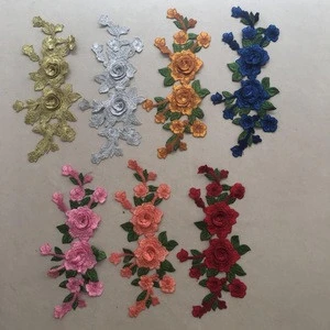 3D Flower Red Rose Applique Embroidery Patches for Clothes Decorated Sewing