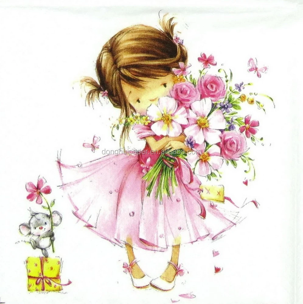 4 x Single Luxury Paper Napkins for Decoupage and Craft Little Princess