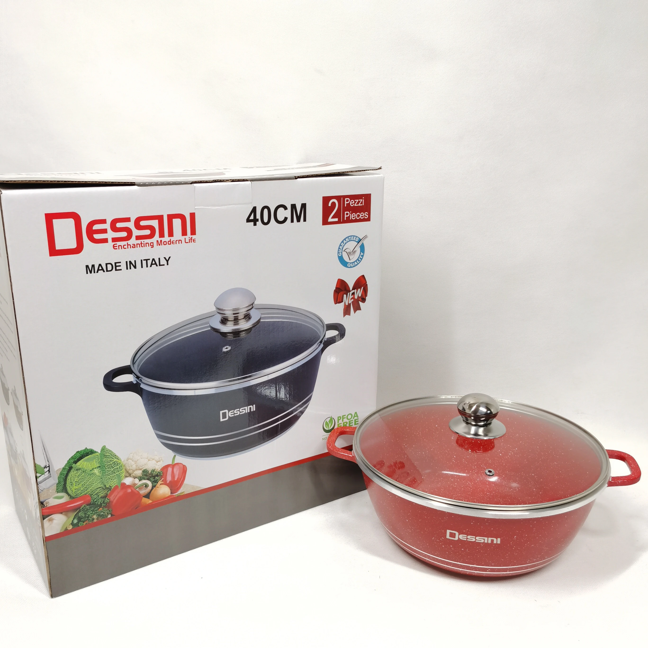 40CM and 21QT dessini non-stick die casting cooking pot  coating combined stainless steel lid