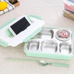 4/5 compartment stainless steel Storage Boxes with lock clip leakproof and water injection heating