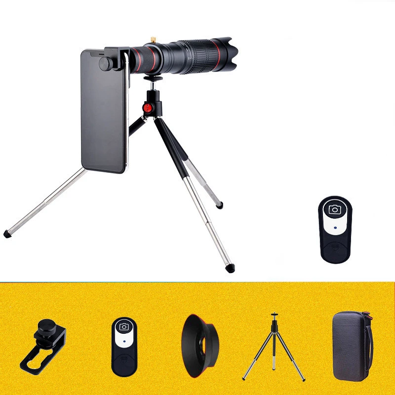 4K HD 36x Monocular Telescope,Retractable Portable Telephoto Lens Monocular with Smartphone Adapter Tripod