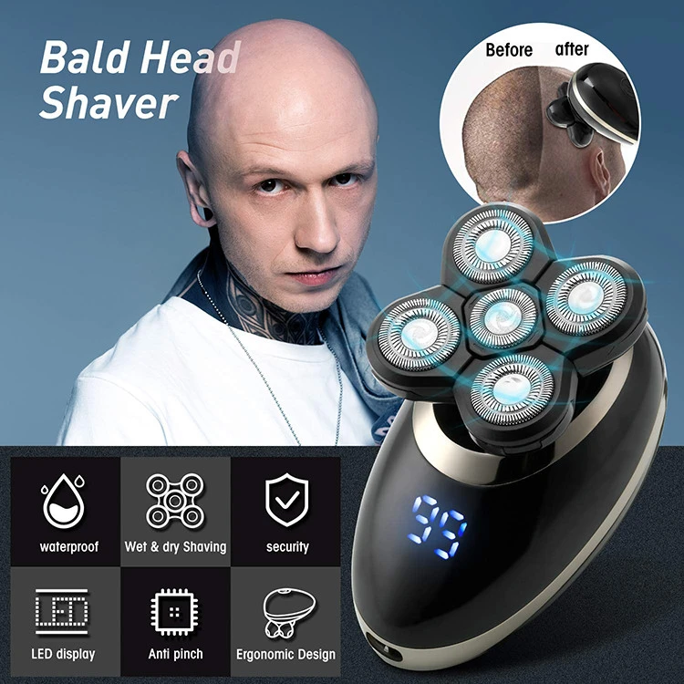 5 in 1 Electric Shaver for Men &amp; Grooming Kit Electric Razor Cordless Wet Dry Rotary Bald Head Shaver Nose Trimmer Hair Clippers