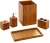 Import 5-Piece  Vanity Luxury Bathroom Essentials Accessory Bamboo Bath Set from China