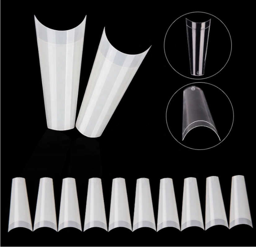 500pcs High quality Extension Artificial Half-cover False French Coffin Clear Nail Tips