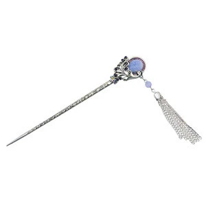 5color Vintage Silver Plated Alloy Hairpin Fashion Ethnic Tribal Jewelry Rhinestone Peacock Hair Sticks