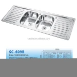 609A European standard high quality double drainer stainless steel kitchen sink