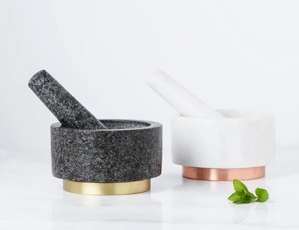 6inch stone mortar and pestle herb and spice tools garlic pepper grinder stone mortar Gold Base Lakeland