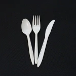 8 INCH Disposable Bio PLA Cutlery Compostable Flatware Black Biodegradable Knife Spoon Fork
