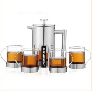 800ML/1200ML glass stainless steel french press tea coffee maker set