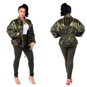 81022-MX83 European fashion Autumn Women&#039;s Coat army green jacket