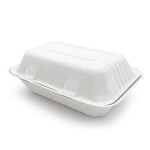 900ml 9 Inch Biodegradable & Compostable Bagasse take away food packaging containersr box