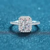 925 sterling silver ring womens sugar cube micro-inlaid stone 1 carat 2 carat four-claw shaped Moissanite ring