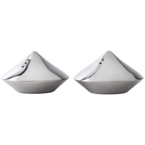 A La Mode ALM-666, Stainless Steel 2-3/4&#39;&#39; x 1-3/4&#39;&#39; Salt &amp; Pepper Shakers, Pyramide Design Condiment Shaker Set