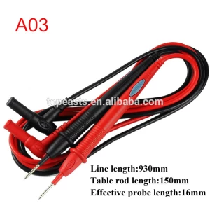 A03 1000V 20A Needle Tip Probe Test Leads Pin Hot Universal Digital Multimeter Multi Meter Tester Lead Probe Wire Pen Cable 16mm