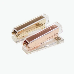 Acrylic Clear Plastic Gold Office Supplies Stapler with Custom Logo Printing