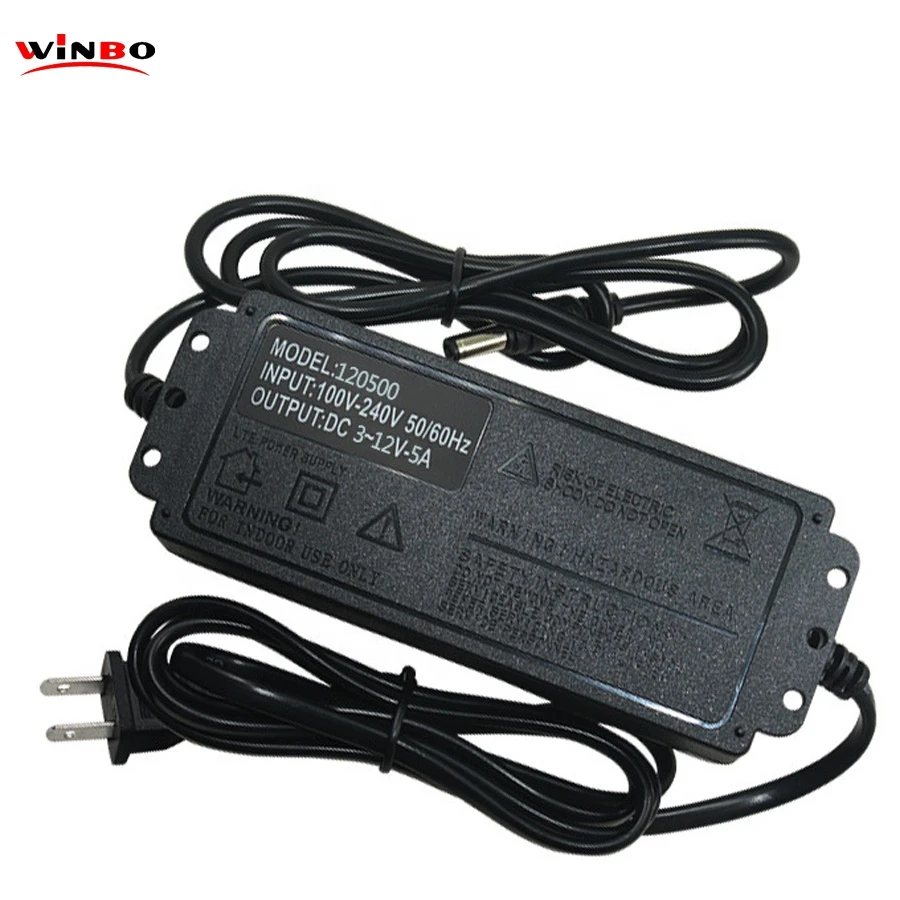 Adjustable 3-12V 5A Universal ac dc Power adapter with Lcd Adapter Charger Output 60W Power Supply 12V 5A