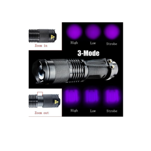 Amazon hot sell  mini portable zoomable led  UV 365nm  flashlight torch