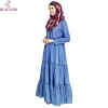 Arabian Clothes Plus Size Cotton Muslim Islamic Clothing Online Hotsale Abaya in Dubai Elegant Denim Long Sleeve Women 1pcs/bag