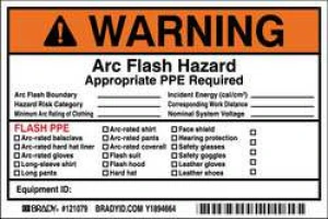 Arc Flash Protection Label 6 in W PK5