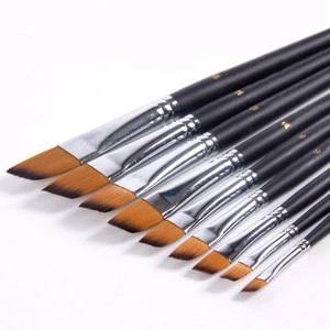 Art Angular Paintbrush Set for Acrylic Oil Watercolor 9 Pieces Face And Body Professional Watercolor Brush Set