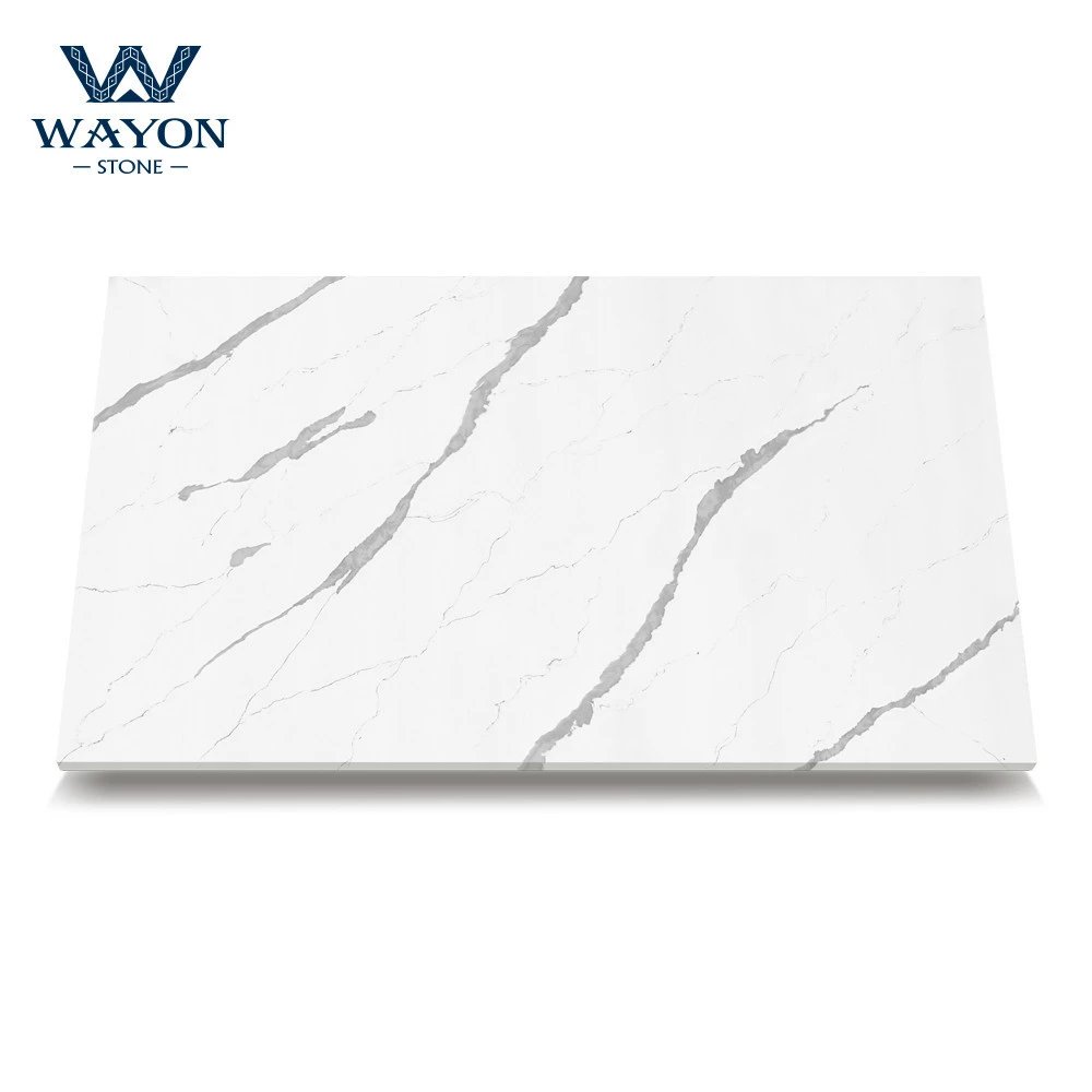 Artificial White Marble Quartz Dining Table Top Kitchen Countertop Vanity Tops