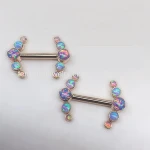 astm f136 titanium 5 opal cluster barbells  vibrating nipple piercing jewelry with combined opal