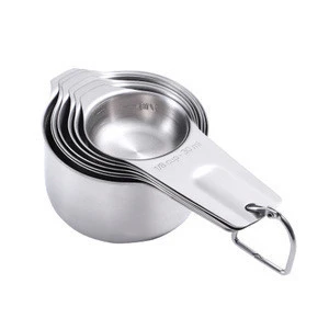 Baking Tools 304 Stainless Steel Round Measuring Cups and Spoons with Scale