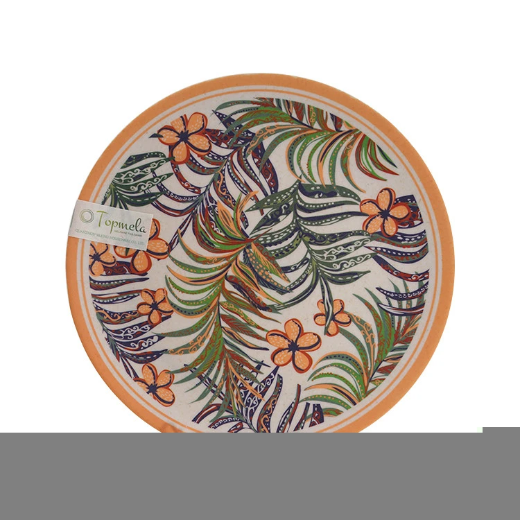 Bamboo Fiber Collection Newly designed orange flower patterned melamine tableware set