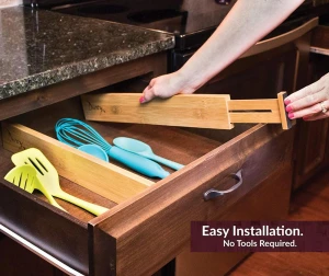 Bamboo Wooden Drawer Divider Adjustable Organizers with cheap price