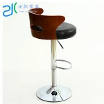 Bar Furniture Supplier Cast Iron Base Wood Backrest Swivel Stool Chair With Footrest